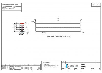 Steel Sample Drawing - Assembly Drawing - Beam 3